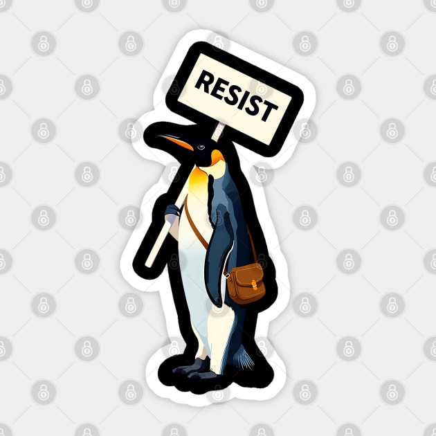 Resist-Penguin Sticker by Creatifly Graphic Tees